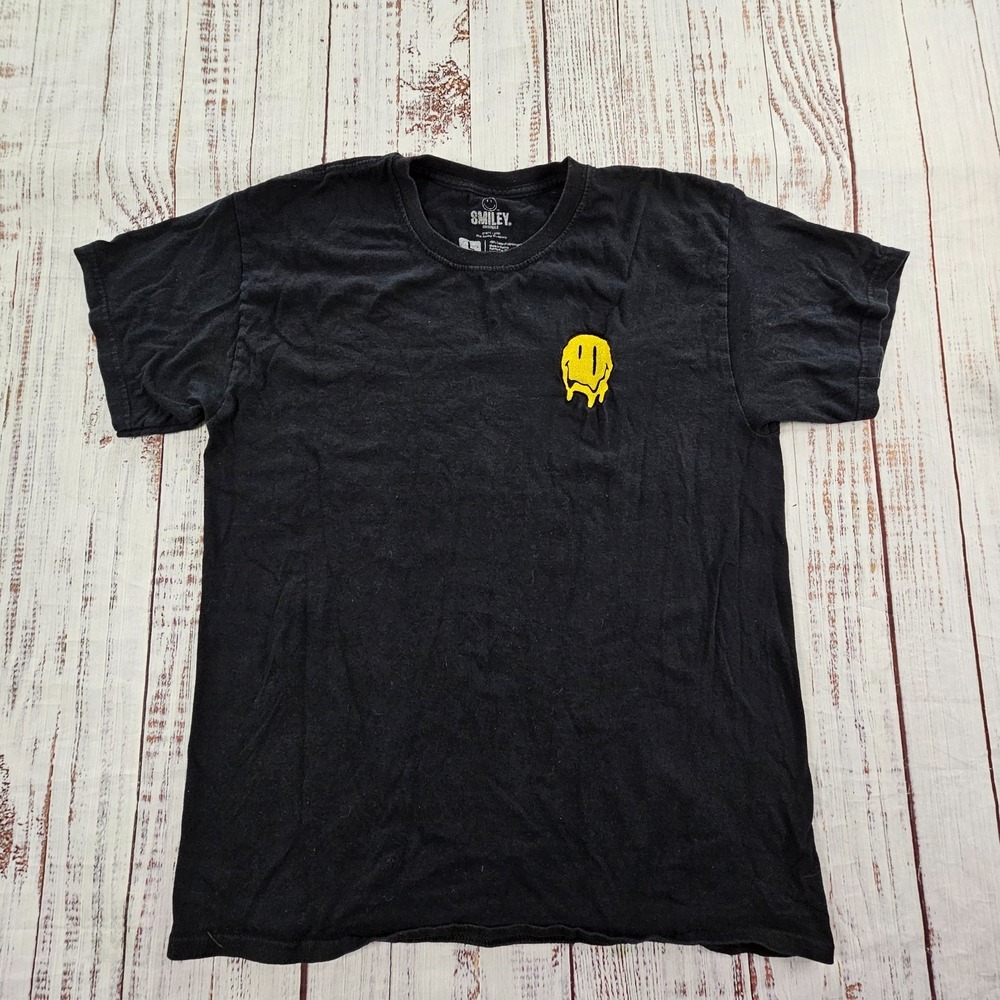 Smiley Face Smiley Originals Black Short Sleeve Cotton T-Shirt Men's L